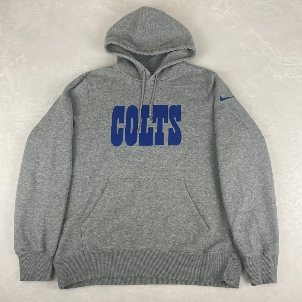 Nike NFL Indianapolis Colts Sweater Adult Large Gray Logo Hoodie Sweatshirt